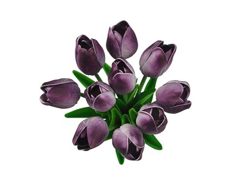 10 Pcs Real Touch Dark Purple Tulip Bouquets for Bridal - Etsy