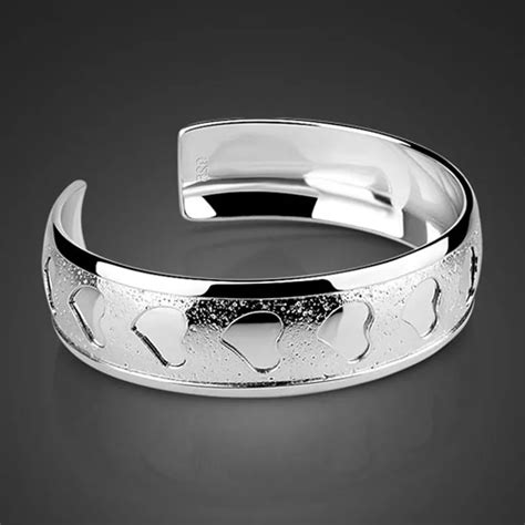 Solid 925 Sterling Silver bracelets & bangles for women.Lovers bangles silver colors ladies ...