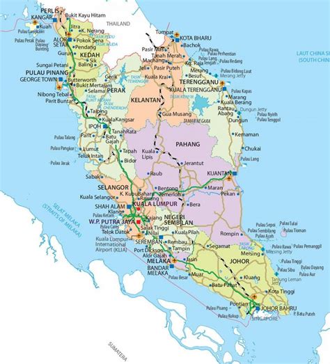 Semenanjung malaysia map - Penisular malaysia map (South-Eastern Asia ...