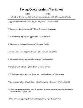 Quote Analysis Worksheet by Alex Rezinskov | TPT