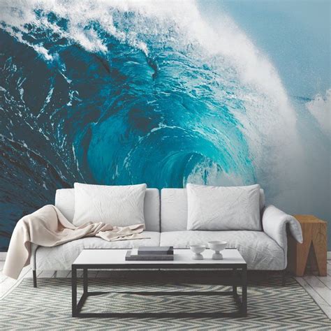 Euan 2.4m x 300cm Wallpaper Mural | Ocean mural, Beach wall murals, Ocean waves