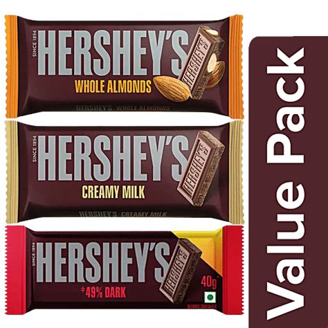 Buy Hershey's Chocolate Bar - Whole Almond + Creamy Milk Bar +Dark ...