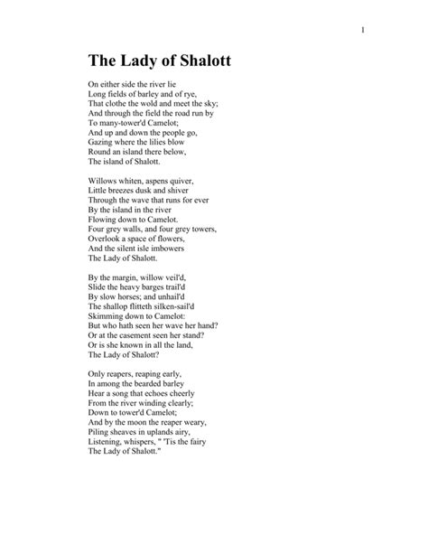 The Lady Of Shalott Poem