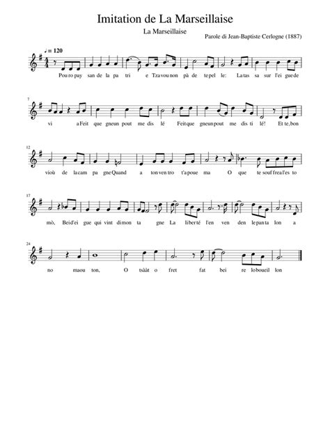 Imitation de La Marseillaise Sheet music for Piano (Solo) | Musescore.com