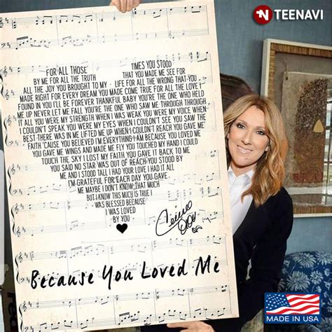 Sheet Music Theme Because You Loved Me Lyrics With Heart Typography And Céline Dion Signature ...