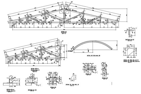 Steel Truss Elevation Section Details Are Given In This Autocad Dwg - Otosection