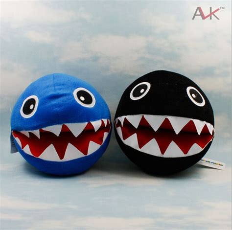 Super Mario Brothers Chomp Plush Toy Stuffed Blue Black Fluffy Chain ...