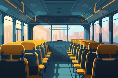 Premium Photo | School bus with driver empty transport interior