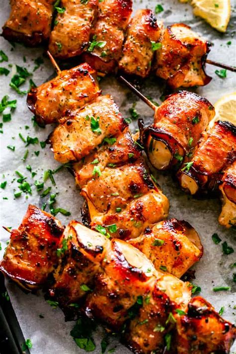 Bacon Wrapped Chicken Skewers | Easy Party Food Appetizer