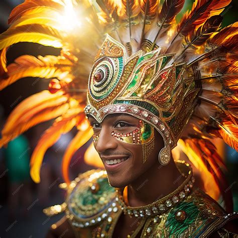 Premium AI Image | illustration of Brazilian wearing Samba Costume