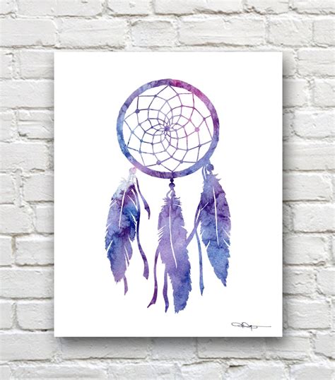 Dreamcatcher Art Print Abstract Watercolor Painting Wall - Etsy