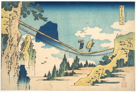 Katsushika Hokusai | The Suspension Bridge on the Border of Hida and Etchū Provinces (Hietsu no ...