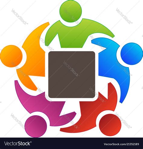 Teamwork group meeting logo Royalty Free Vector Image