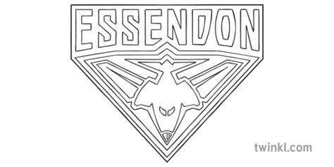 Essendon Bombers Team Logo Black and White Illustration - Twinkl