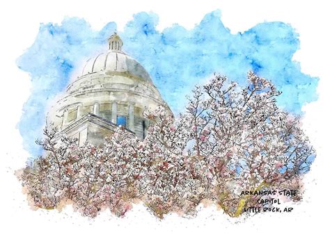 Arkansas State Capitol Building, Little Rock, Arkansas, Art Print — She Studios