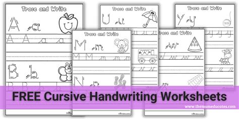 FREE Alphabet Letters in Cursive Worksheets - The Mum Educates - Worksheets Library