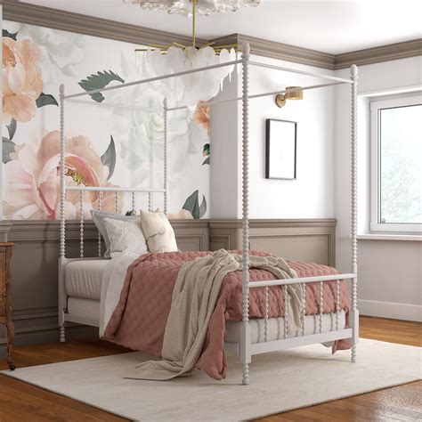 DHP Anika Metal Canopy Bed, Twin Size Frame, Bedroom Furniture, White - Walmart.com - Walmart.com
