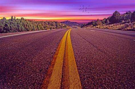 Road Descending Into Sunrise Sunset Free Stock Photo - Public Domain Pictures