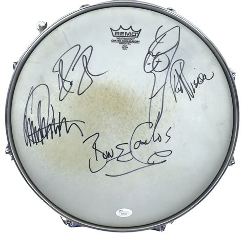 Lot Detail - Cheap Trick Group Signed Bun E. Carlos Stage Used Snare Drum w/ Sticks & Gloves ...