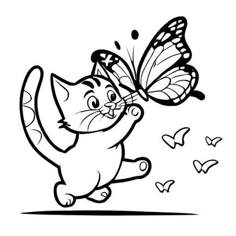 Cat chasing butterfly coloring page Lulu Pages