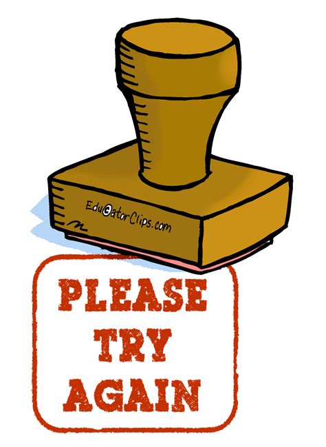 Please Try Again Rubber Stamp Clip Art