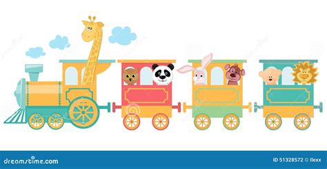 Funny Animal On Train. Vector Illustration | CartoonDealer.com #73013442