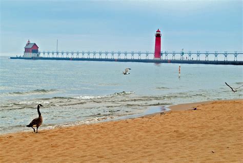 Goose Beach Walk at Lighthouse Grand Haven Michigan Lake Signed d by Jost Houk | Grand haven ...