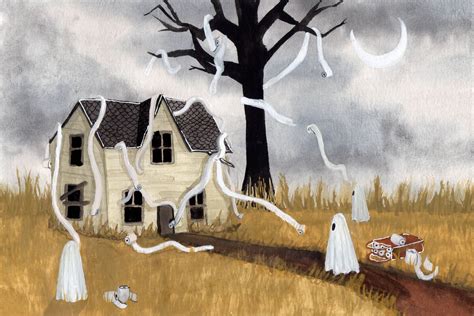 'Haunted House' (2021) - Ghost Painting & Prints by Flukelady