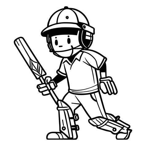 Cricket Player Vector Clipart, Black and white Cricket player vector silhouette, a man standing ...