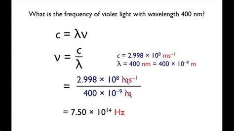 chemistry: Formulas used to help find wavelength and other values