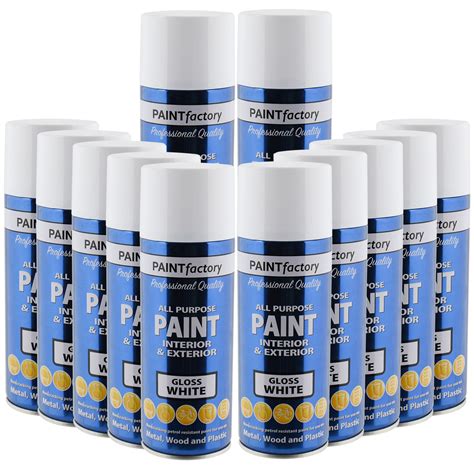 All Purpose White Gloss Spray Paint 400ml Aerosol Dry Metal Interior ...