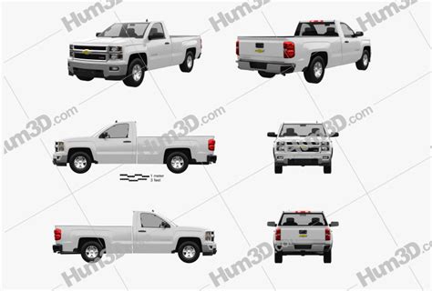 Chevrolet Silverado Regular Cab 2016 Blueprint Template - 3DModels.org