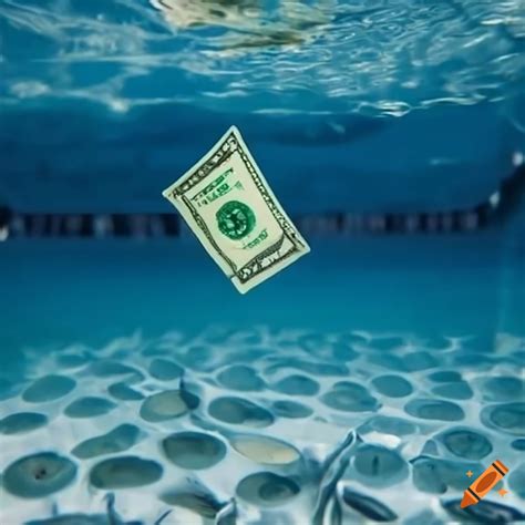 Dollar bill submerged in a swimming pool