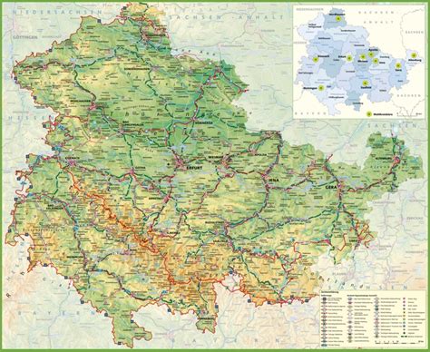 Large detailed map of Thuringia