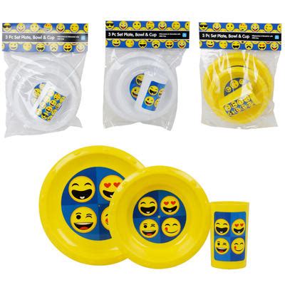 Wholesale Kids' Emoji 3-piece Dinner Set - Asst YELLOW WHITE