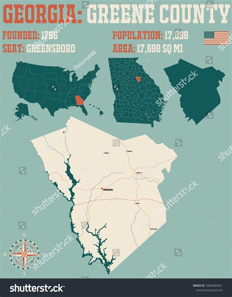 Large Detailed Map Greene County Georgia Stock Vector (Royalty Free) 1864960441 | Shutterstock