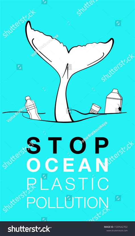 Stop Ocean Plastic Pollution Ecological Poster : image vectorielle de ...