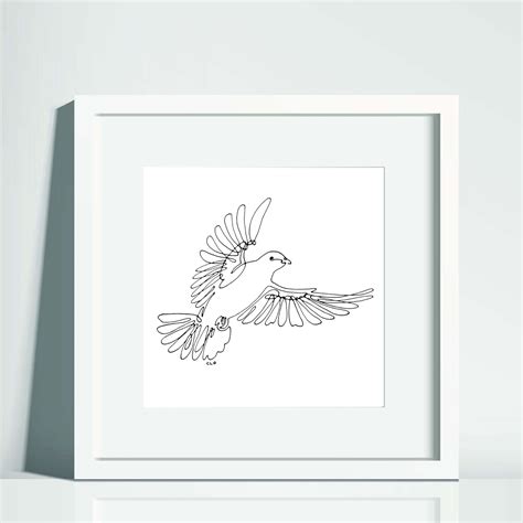 Dove in Flight Minimalist Bird Line Art Modern One Line | Etsy