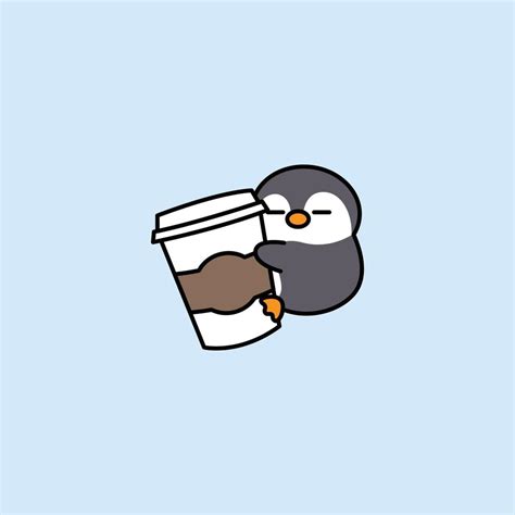 Cute penguin loves coffee cartoon, vector illustration 2082626 Vector ...