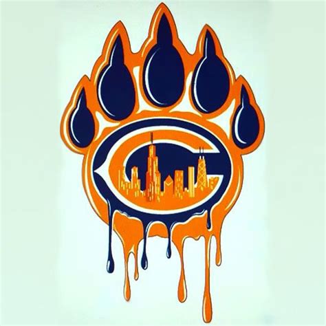 an orange and blue chicago bears logo with drops of water dripping from ...