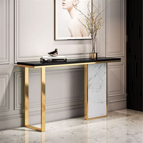 1000mm Modern Rectangular Console Table with Wooden Top Entryway Table