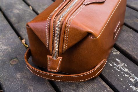 100% Handmade Leather Travel Dopp Kit - Brown - Galen Leather