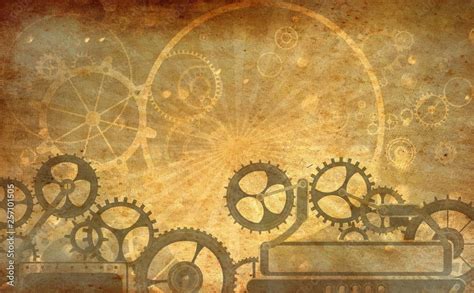 Vintage steampunk cogs gears and wheels, Frame background. Old retro ...