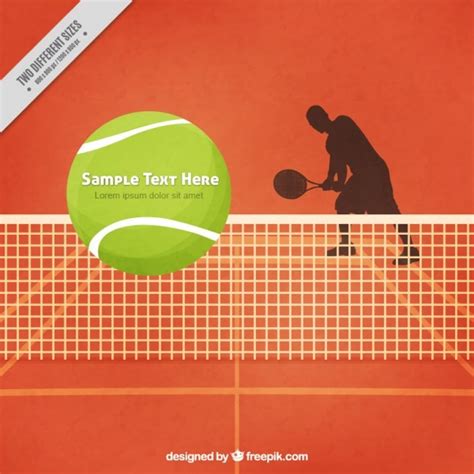 Tennis court background with tennis player silhoutte | Free Vector