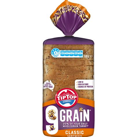 Calories in Tip Top 9 Grain Bread Original calcount