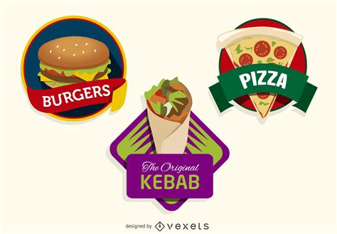 3 Colorful Fast Food Logos Vector Download