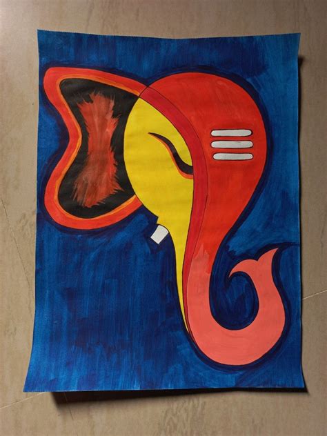Water colour painting of Bappa Simple Acrylic Paintings, Fabric ...