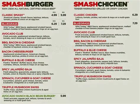 Smashburger Menu, Menu for Smashburger, Nicholasville Road Area ...