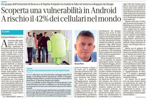 Scoperta genovese: vulnerabilità in Android, a rischio il 42% dei cellulari nel mondo | DIBRIS