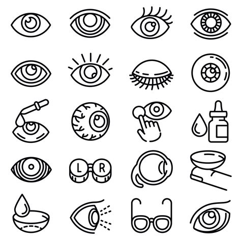 Eyeball icon set, outline style 9024451 Vector Art at Vecteezy